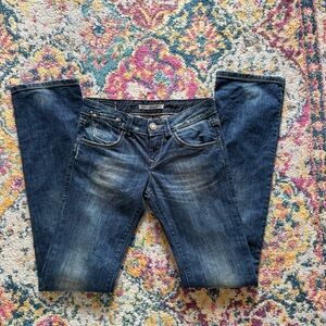 Y2K Rock Revival-Style Embellished Bootcut Jeans Rhinestone Back Pockets